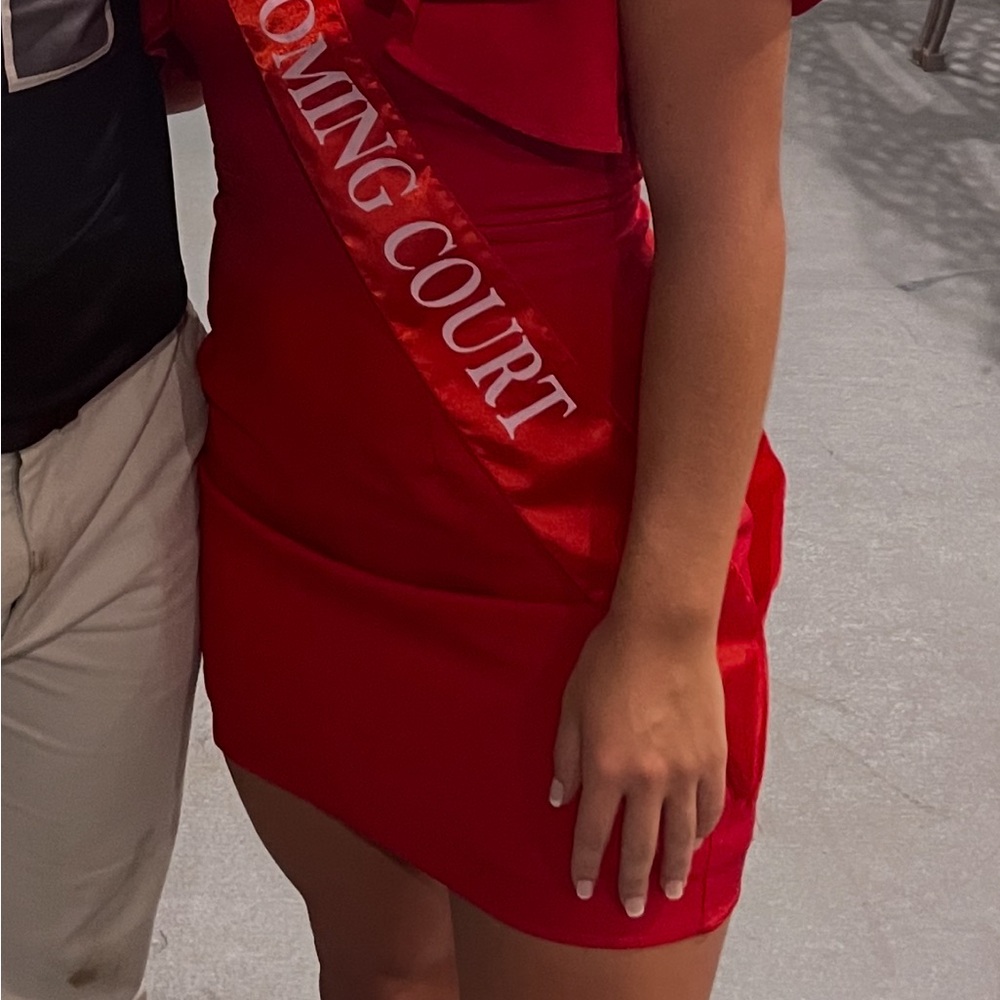 TCEC Bold Red Ruffle Mini Dress - Picture 4 of 6